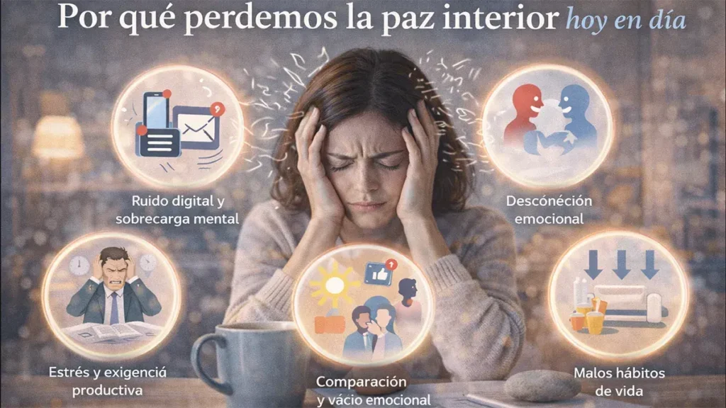representación del estrés moderno y la pérdida de paz interior